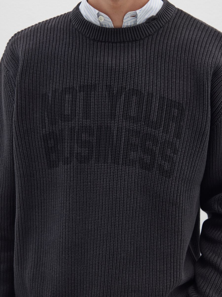 Maglione in puro cotone nero e vestibilità over_3