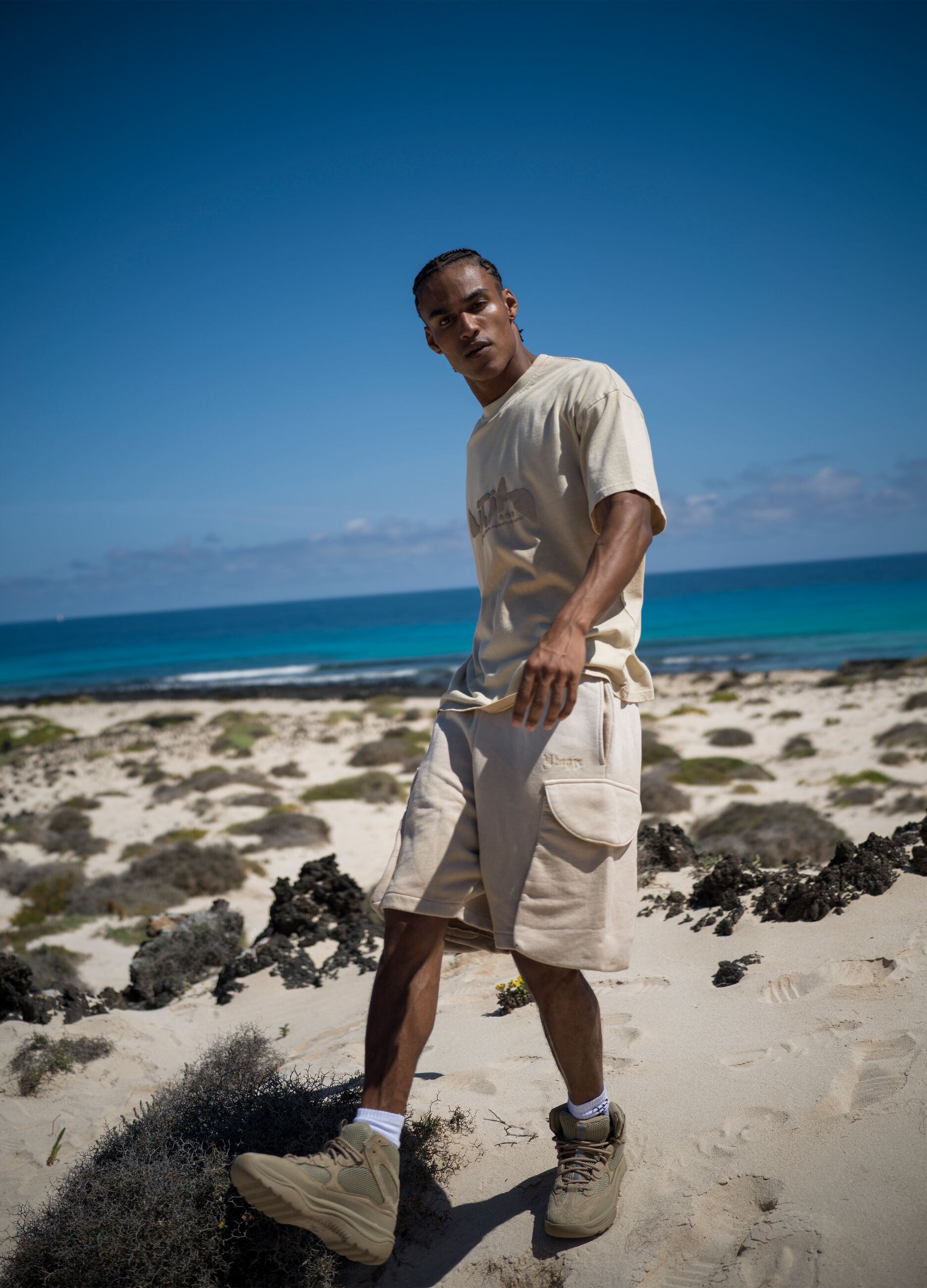 Sunfaded Cargo Sweat Shorts Sand