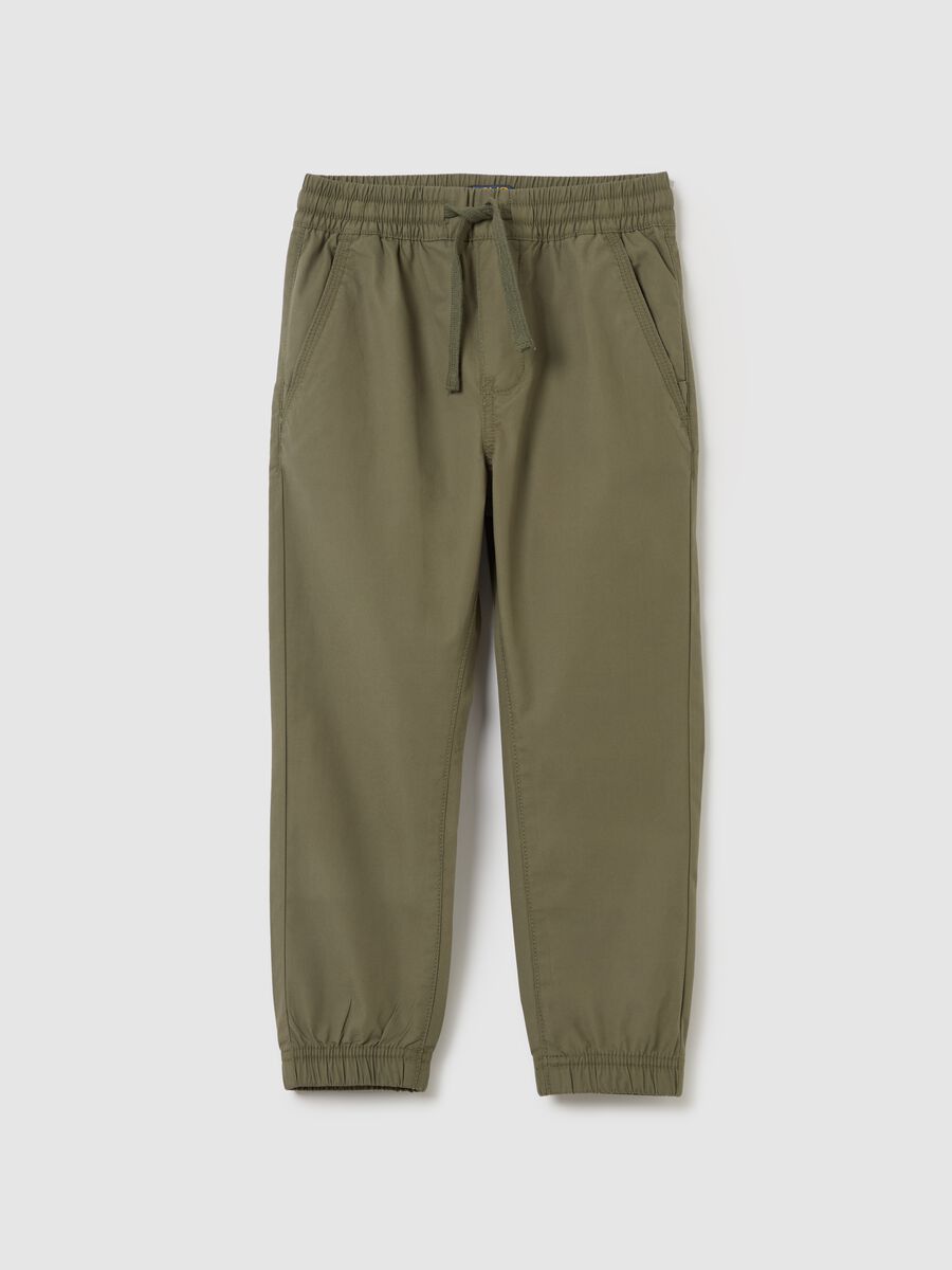 Poplin joggers with drawstring_0