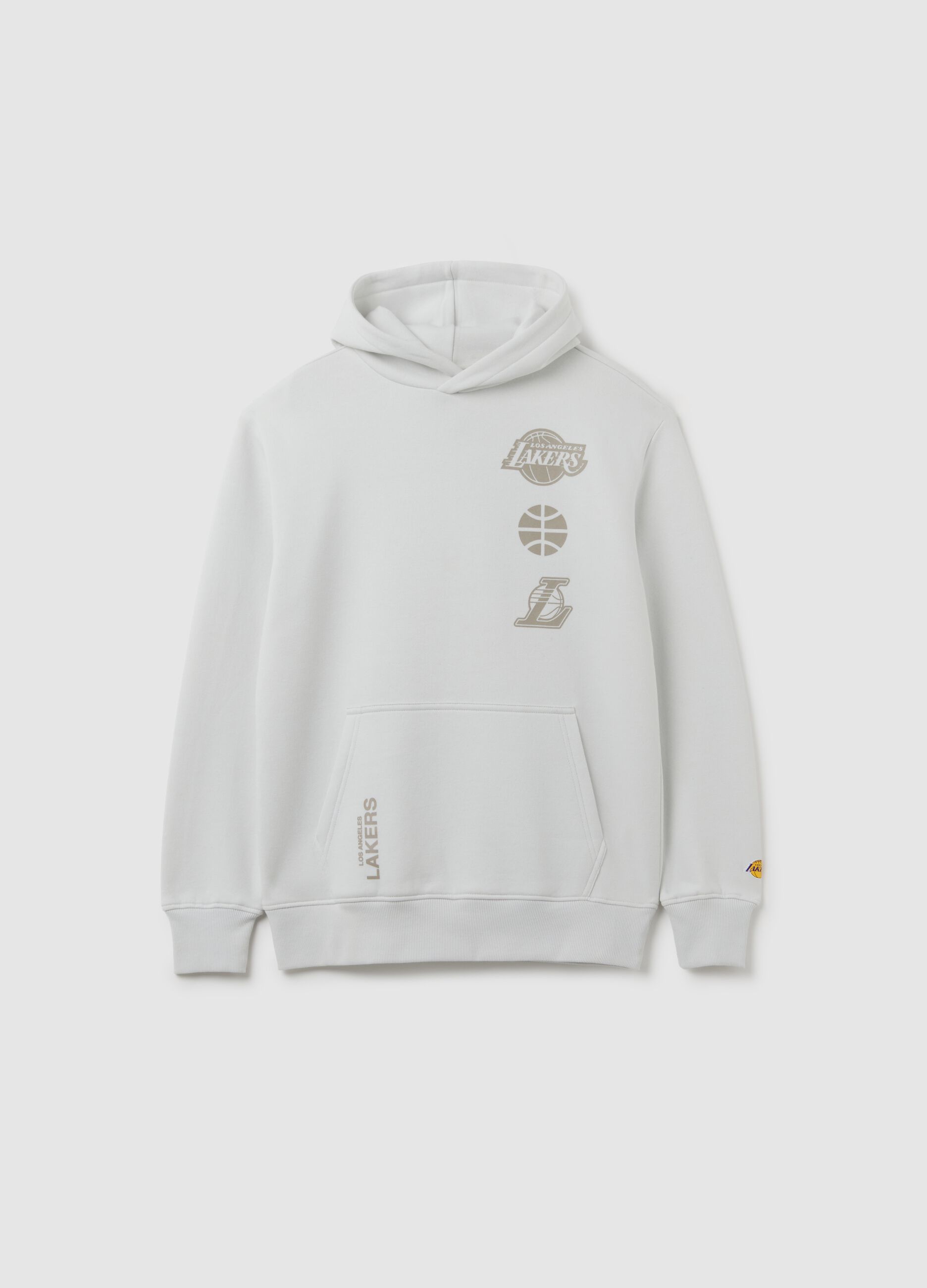Felpa da bambino in misto cotone bianca regular fit Los Angeles Lakers