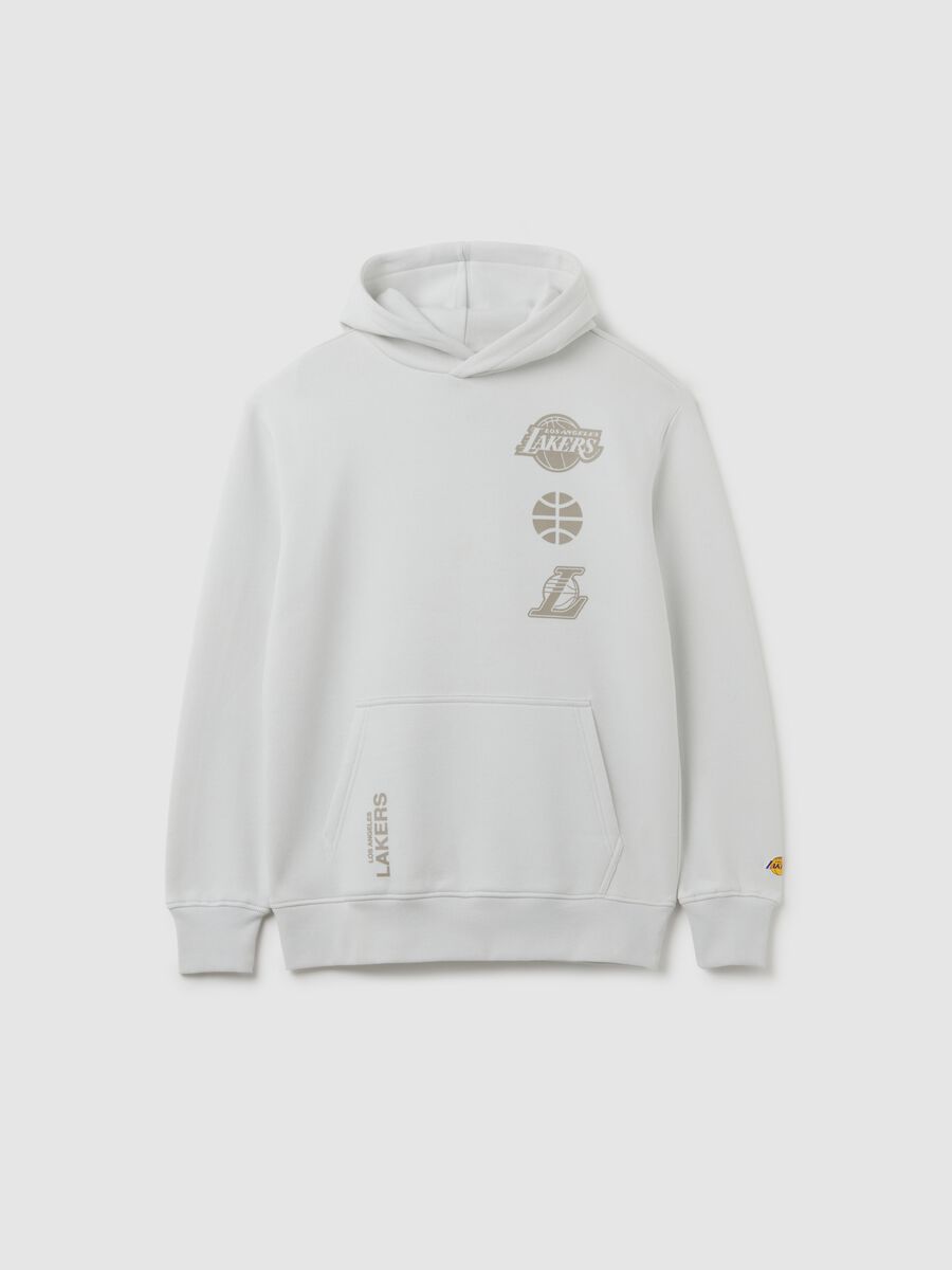 Felpa da bambino in misto cotone bianca regular fit Los Angeles Lakers_0