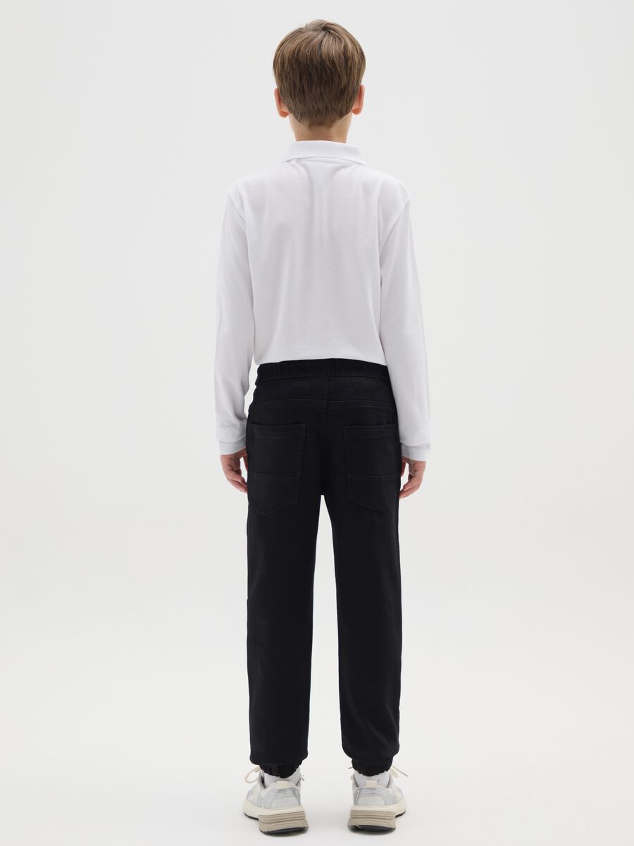 Boys' black elasticated denim joggers regular fit_2