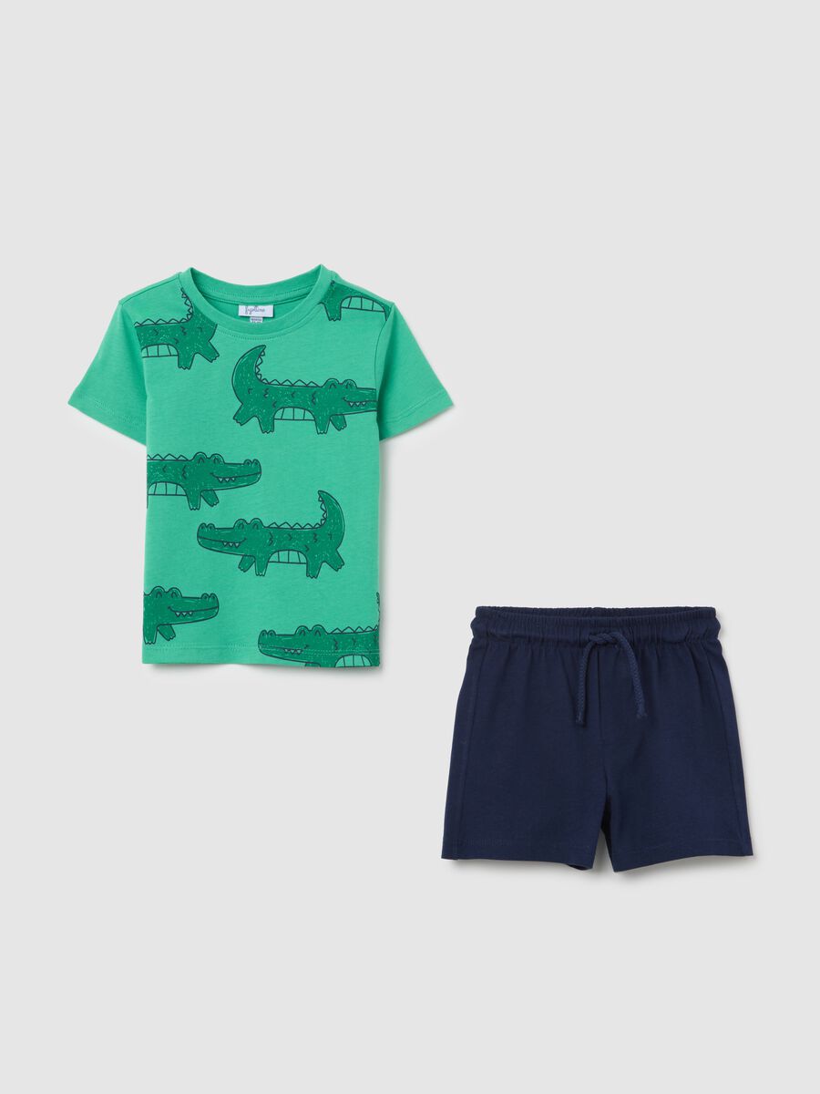 Green and blue jogging set with crocodile print_0