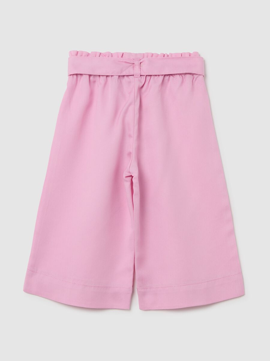 Girls' high-waisted pink lyocell culottes with wide leg_1
