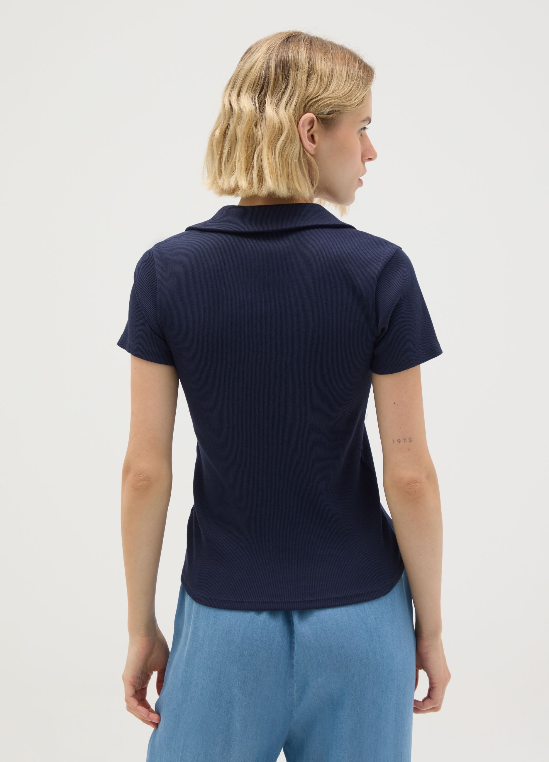 Women's pure cotton blue polo