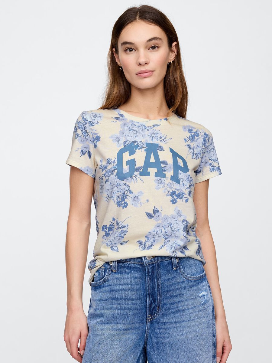 Short-sleeve T-shirt with Gap logo and floral print_0