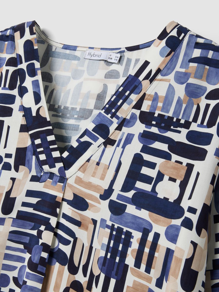 Multicolour pure viscose blouse with geometric print, regular fit_1