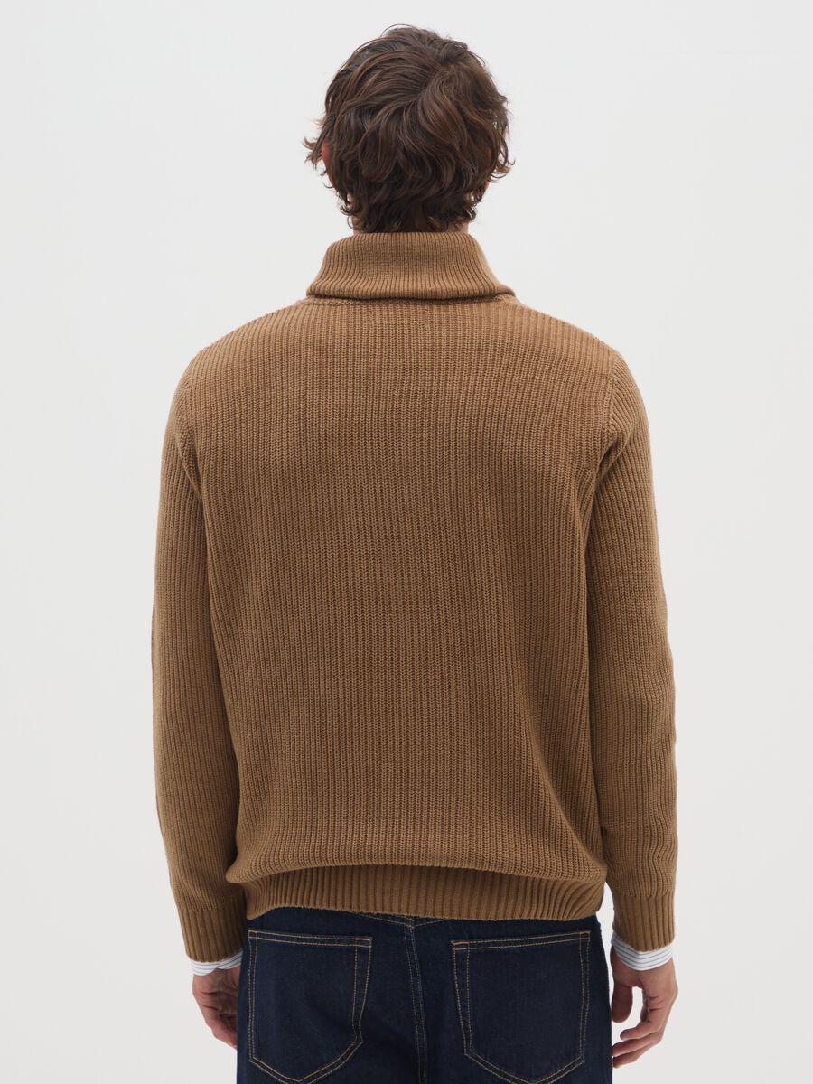 Brown shawl collar sweater regular fit_2