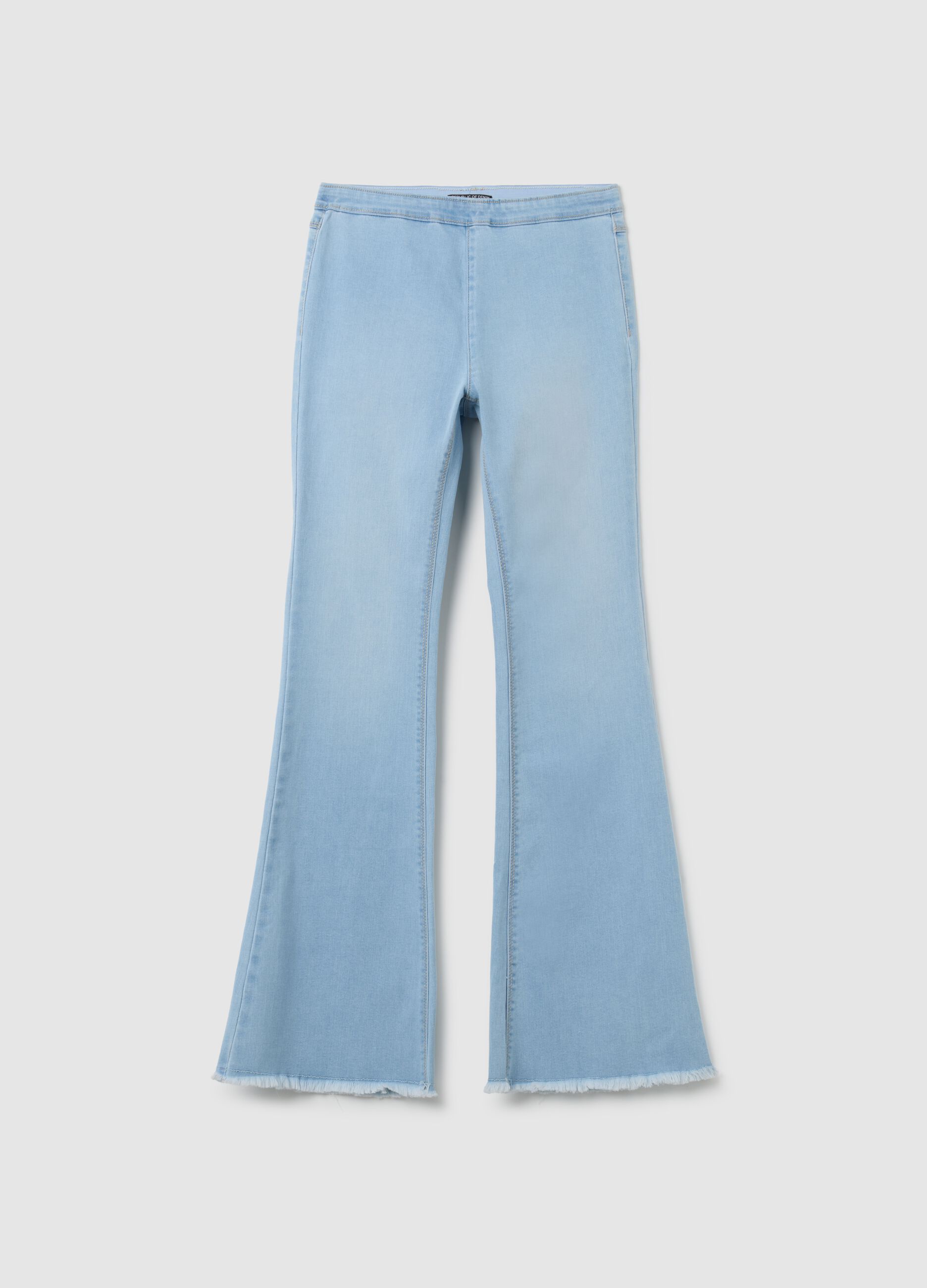 Jeggings da ragazze in denim azzurro flare