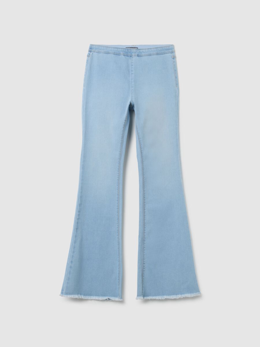 Jeggings da ragazze in denim azzurro flare_0