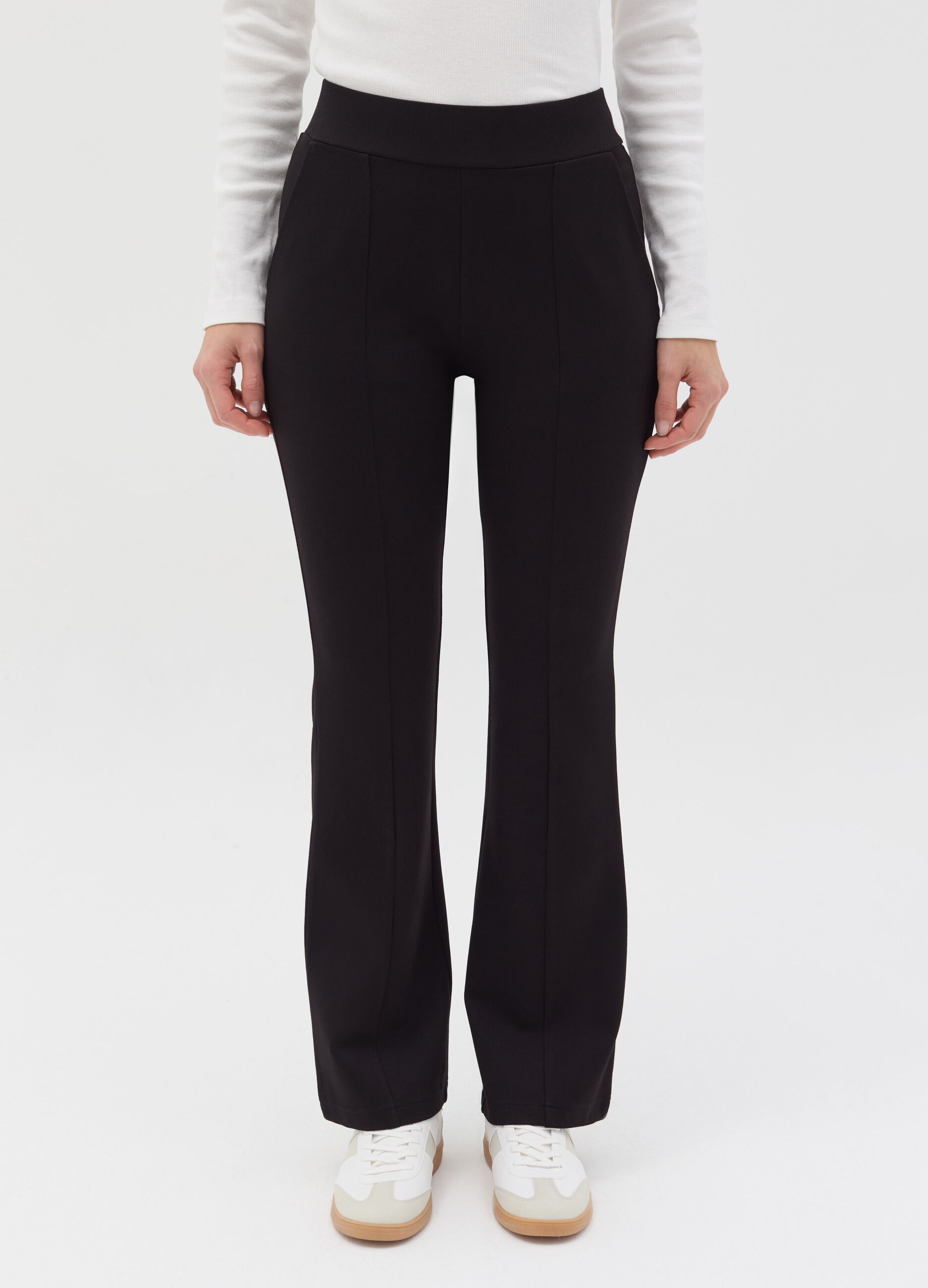 Milano-stitch leggings with raised seams