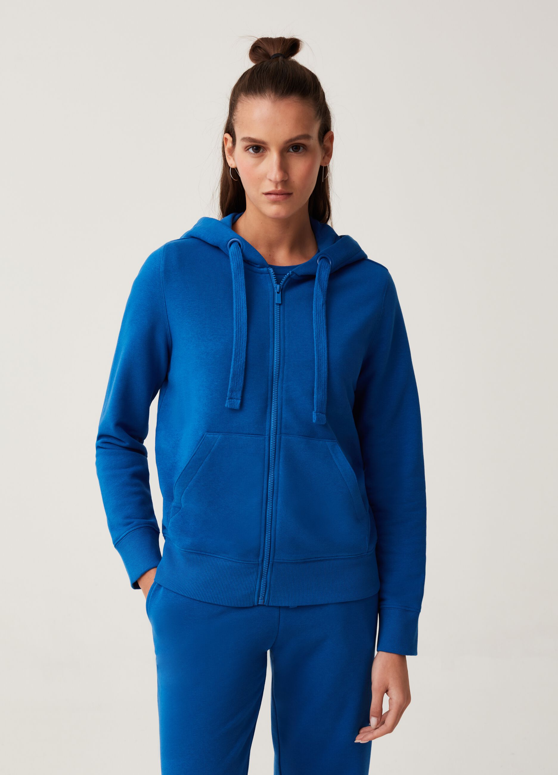 Fitness full-zip fleece sweatshirt with hood