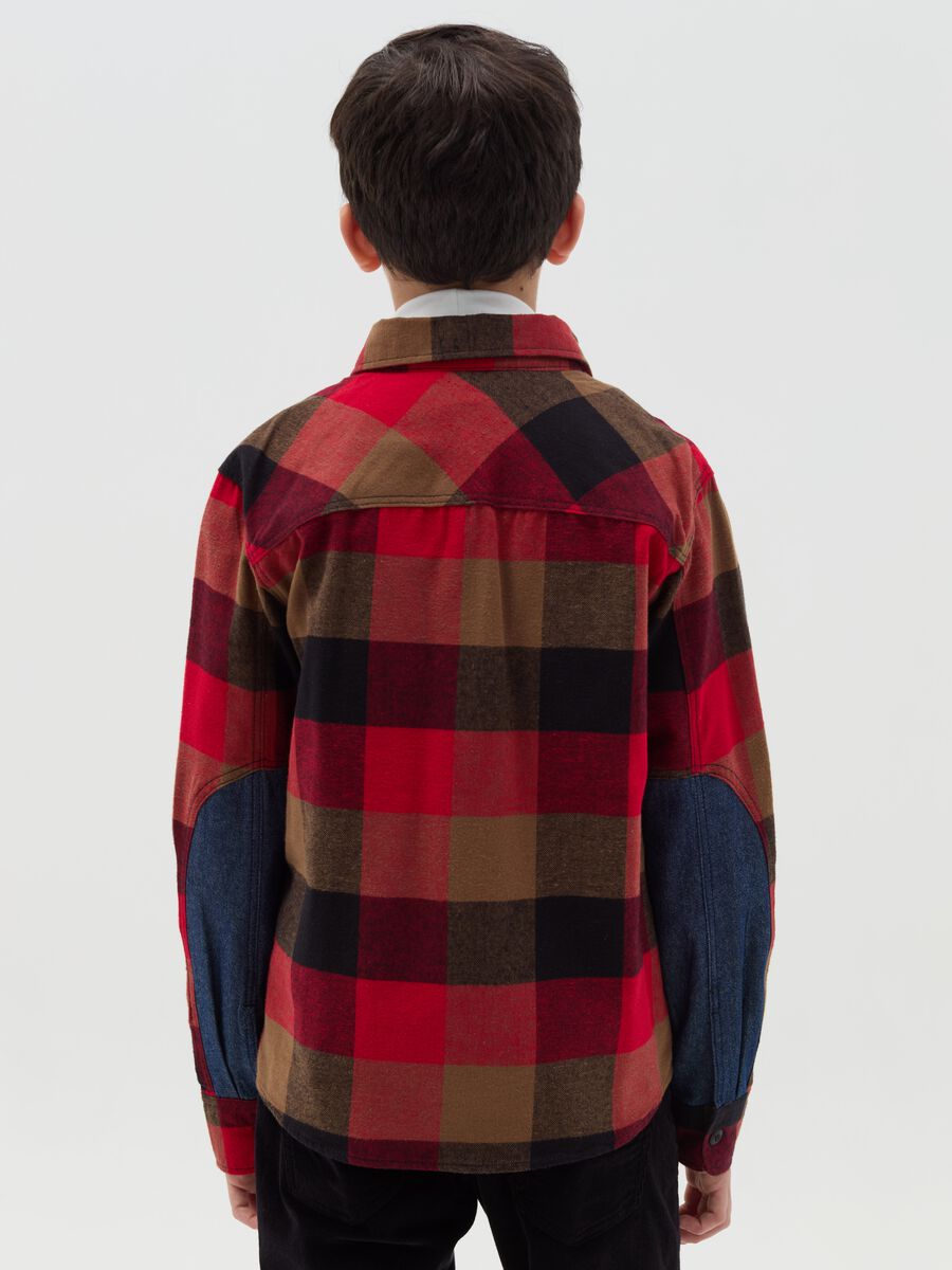 Camicia in flanella con inserti in denim_2