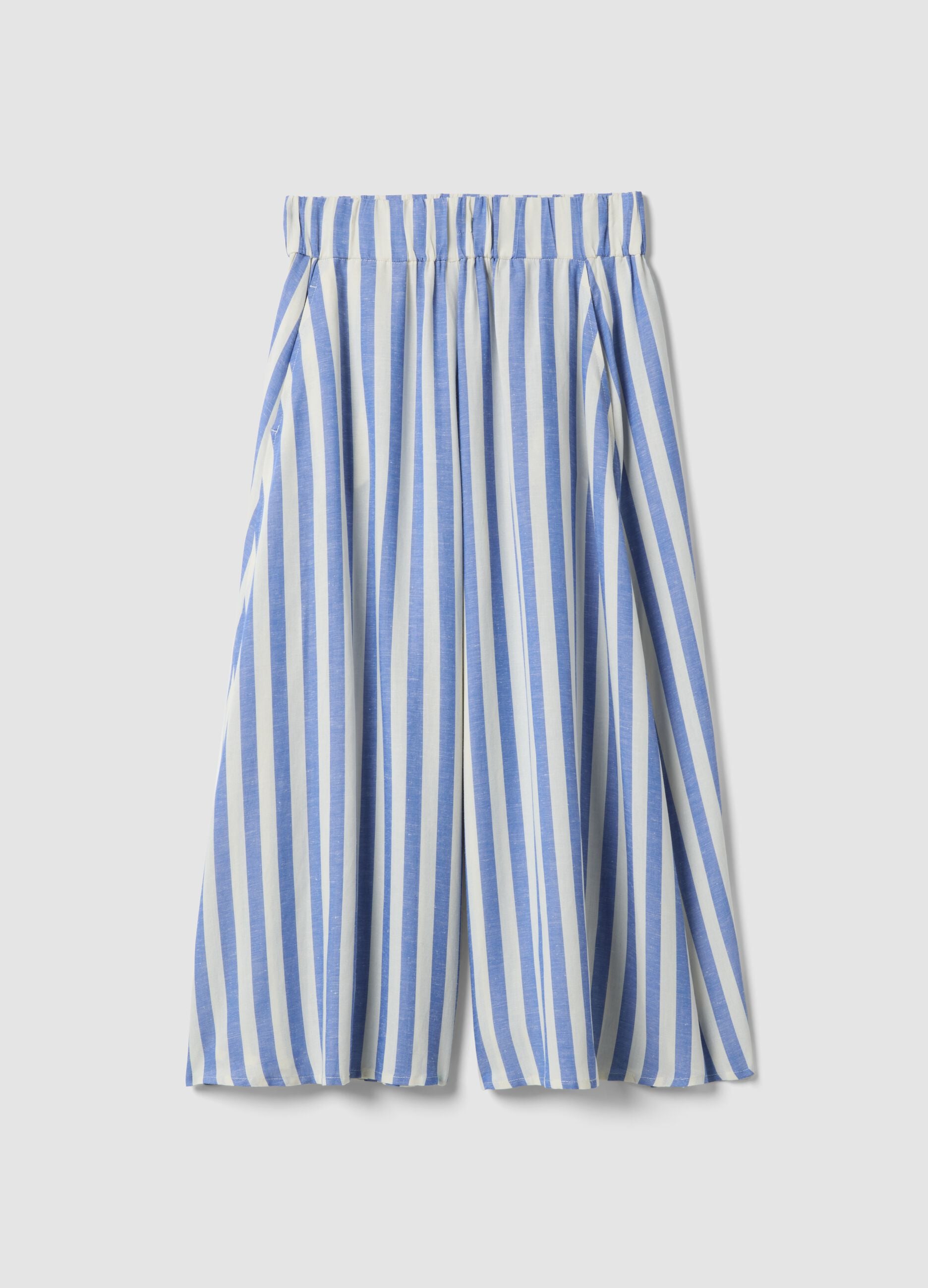 Multicolour striped skirt in a viscose-linen blend