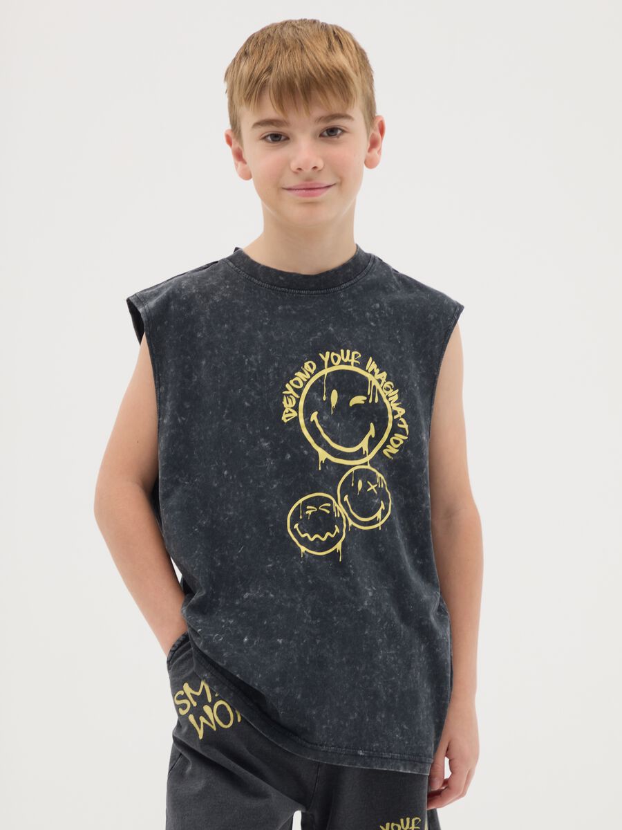 Oversized boy's top in pure grey cotton_0