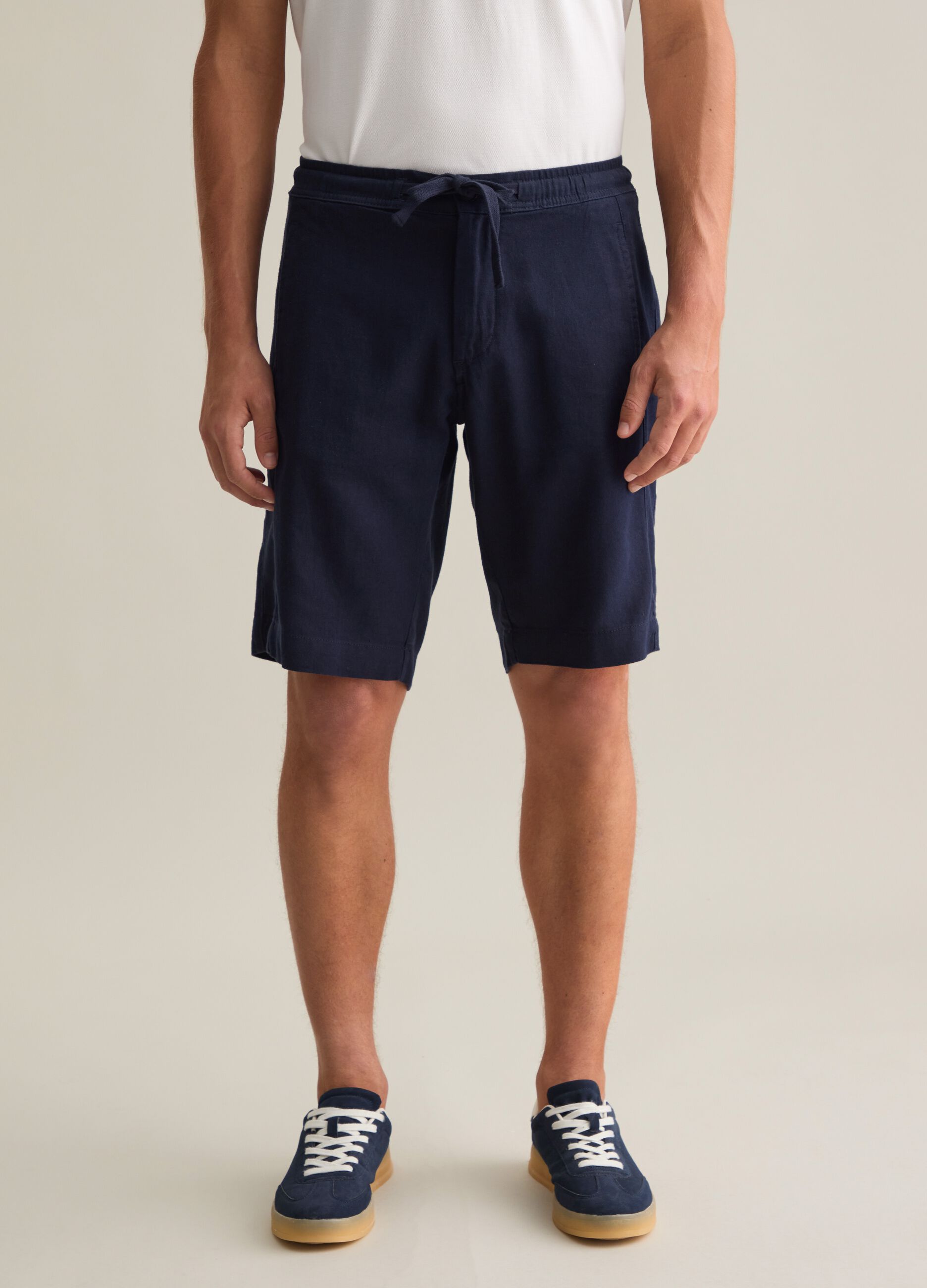 Pantaloncini da uomo in cotone blu regular fit