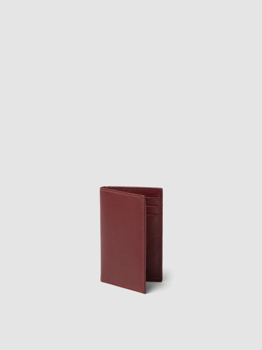 Red genuine leather wallet_0