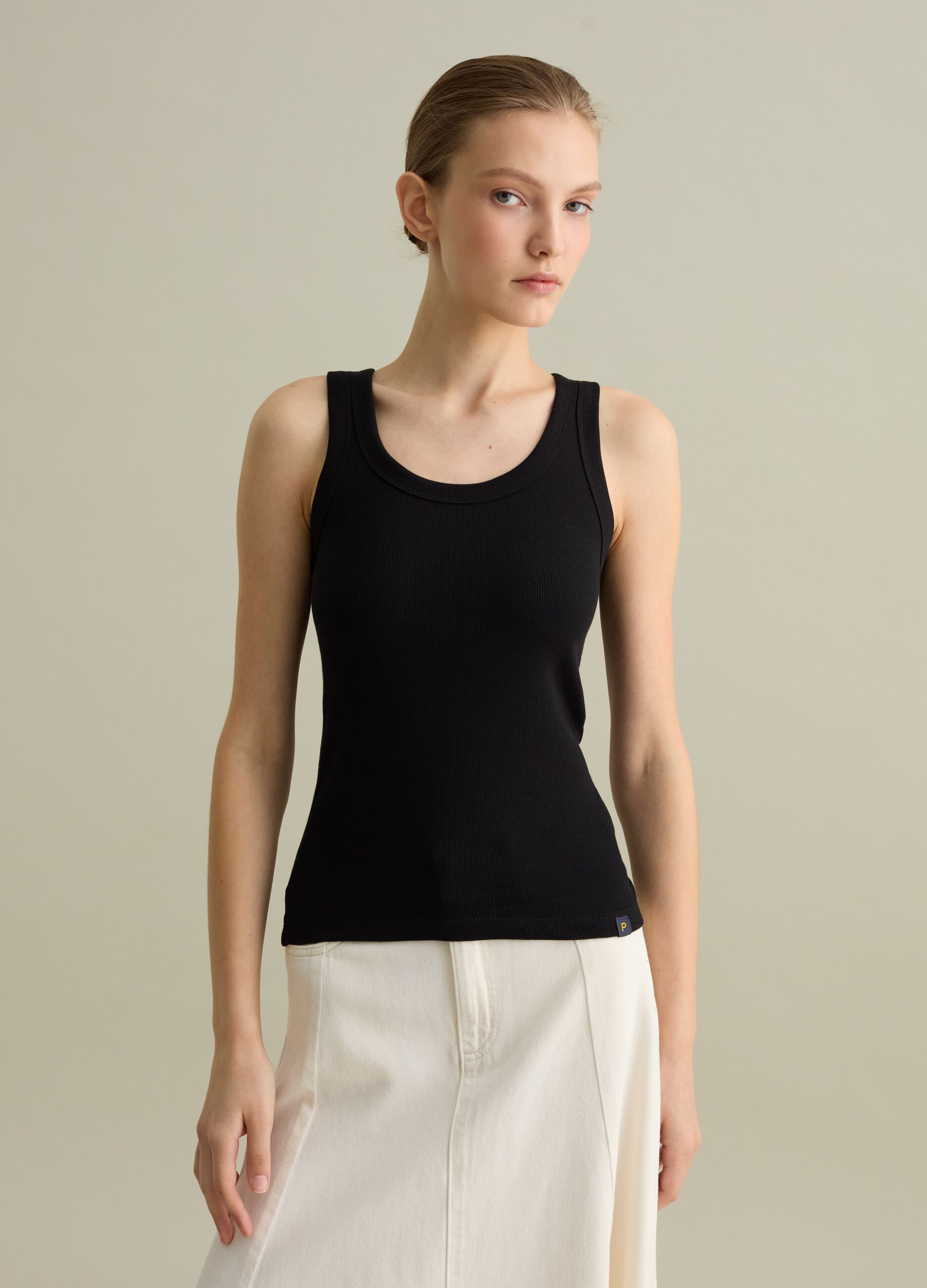 Black ribbed tank top