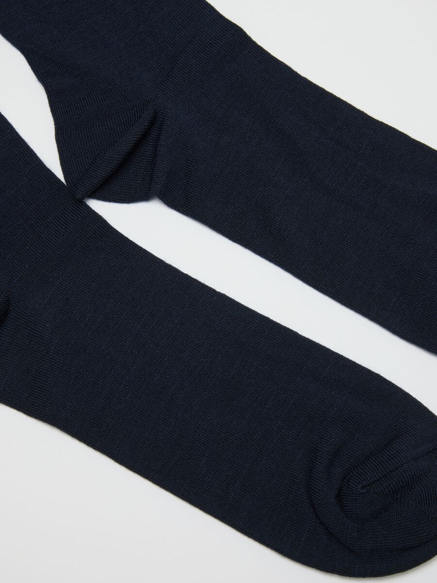 Twin pack of blue bamboo long elasticated socks_1