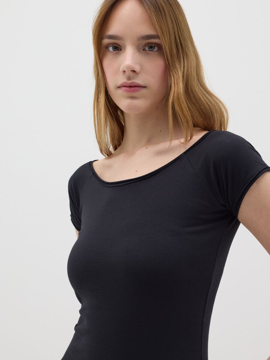 Black Stretch Cotton Slim Fit T-Shirt B.Angel_3