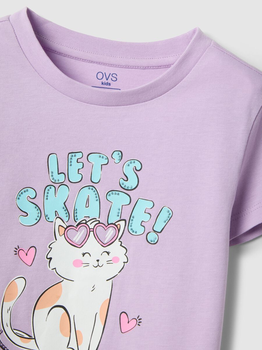 Girls' regular fit pure cotton violet T-shirt with print_2
