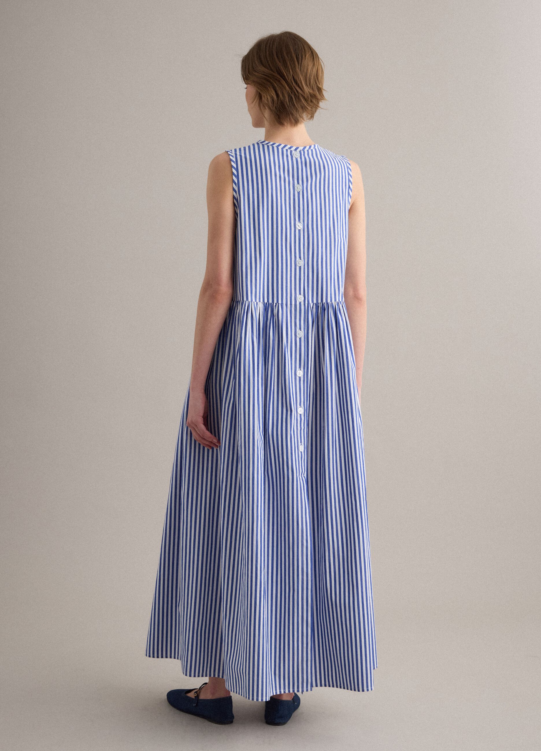 Multicolour striped pure cotton maxi dress, regular fit