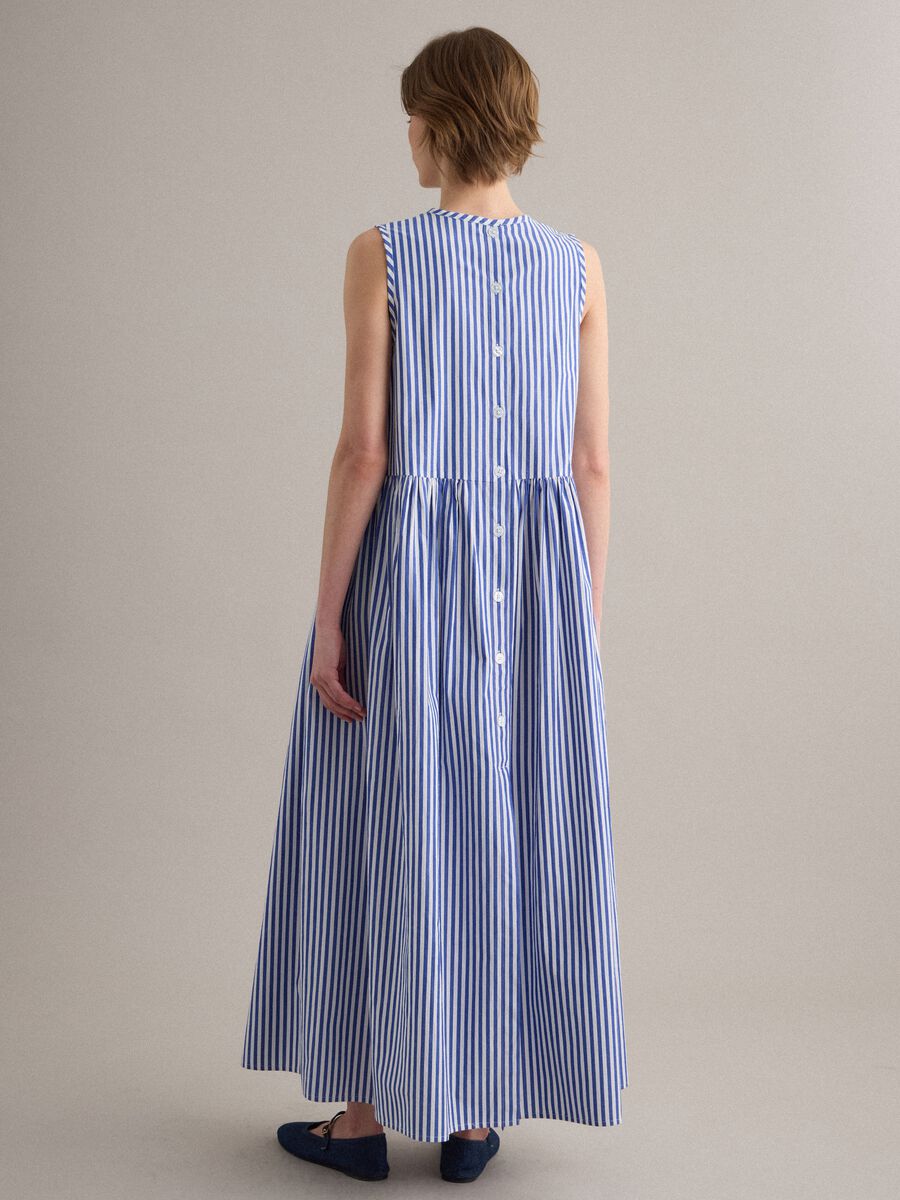 Multicolour striped pure cotton maxi dress, regular fit_3