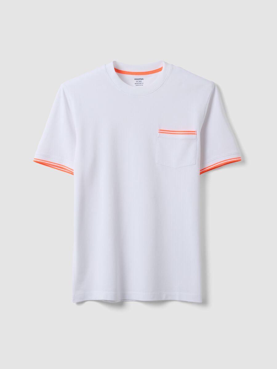White stretch cotton T-shirt with chest pocket_4