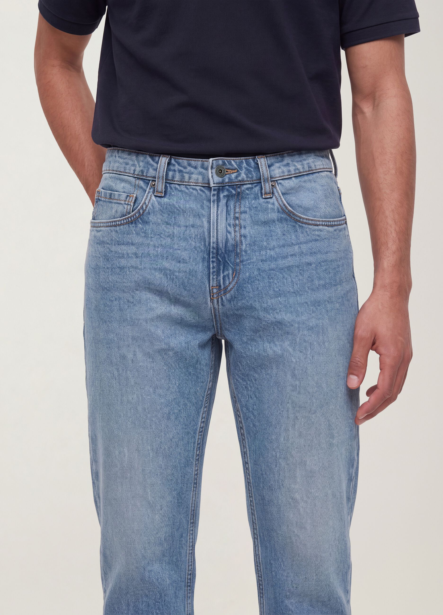 Regular-fit denim jeans in pure cotton