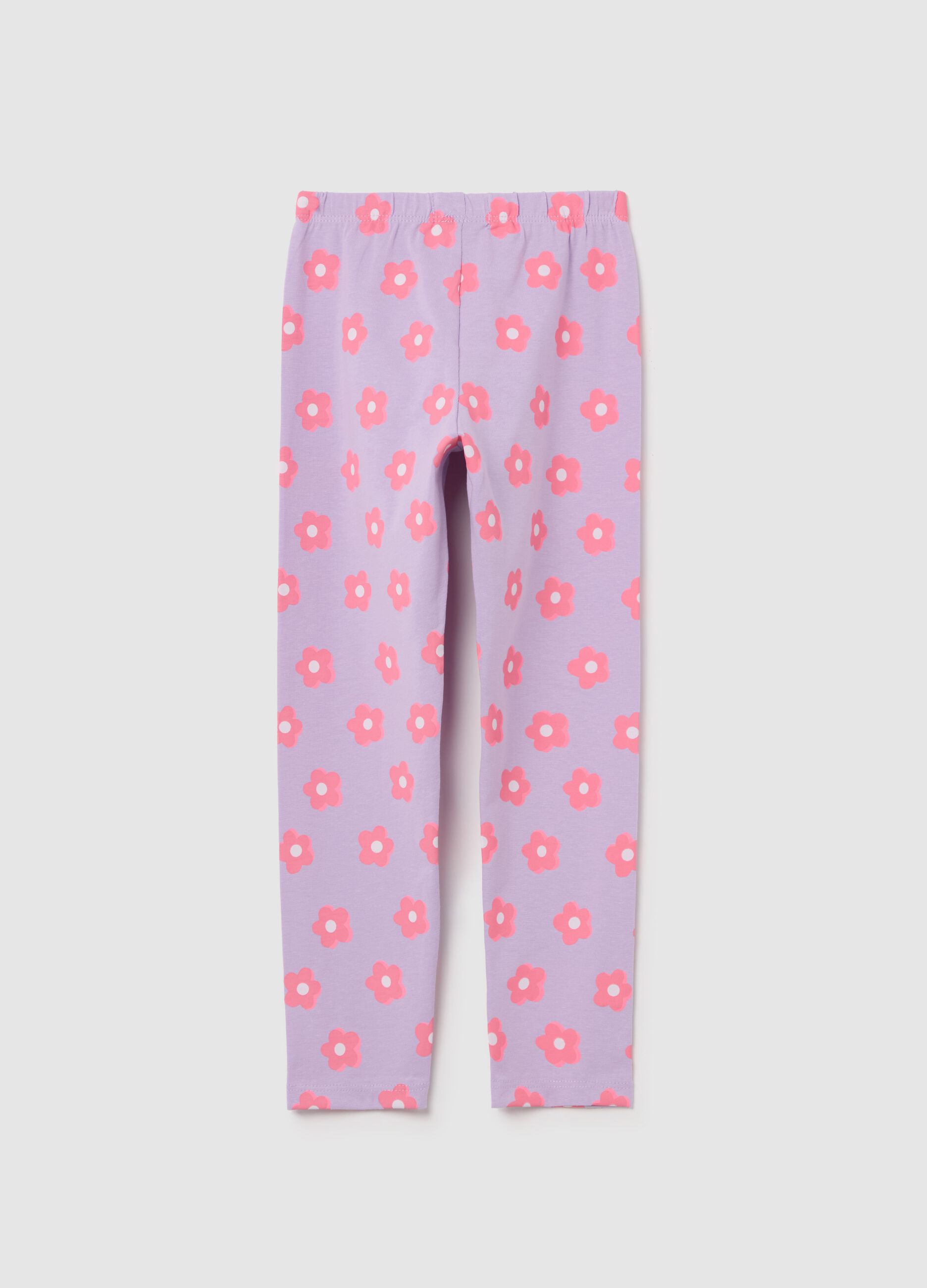 Leggings in cotone stretch con stampa