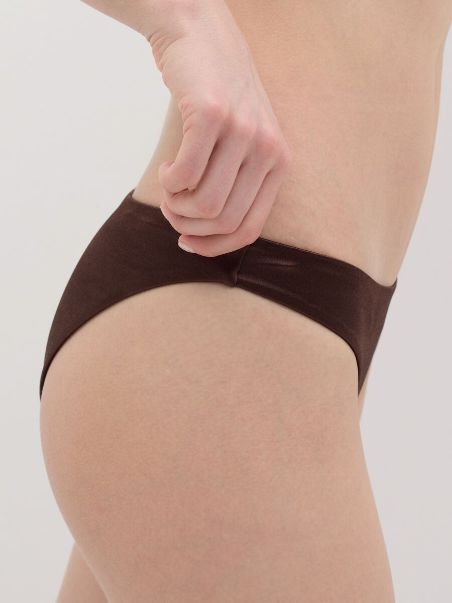 Brown satin-effect bikini briefs_3