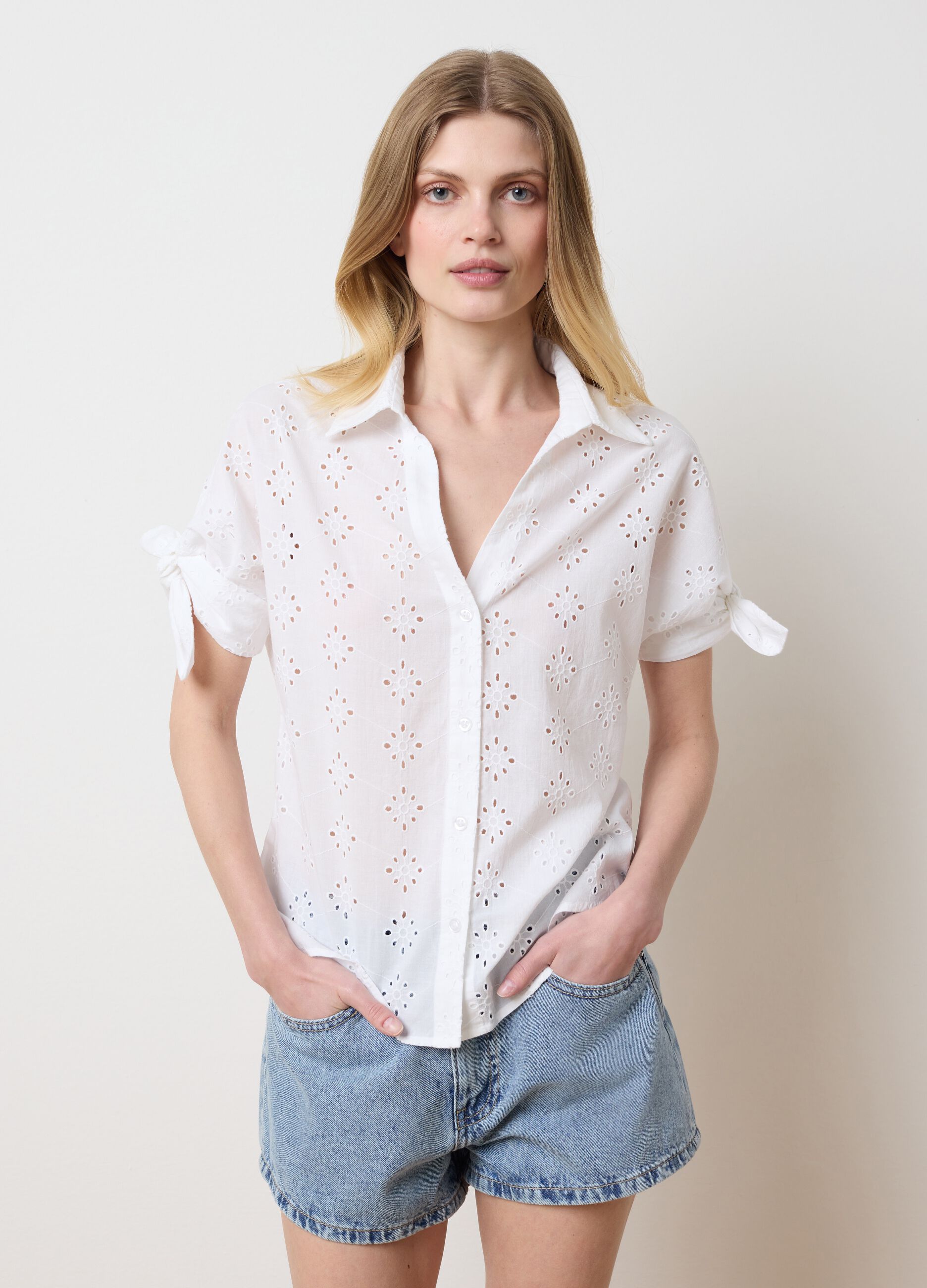Camicia da donna in puro cotone bianca regular fit