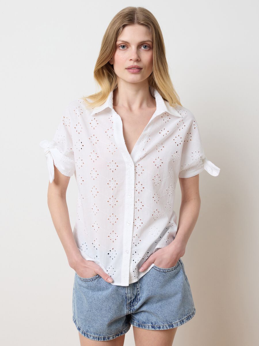 Women's White Pure Cotton Regular Fit Shirt_0