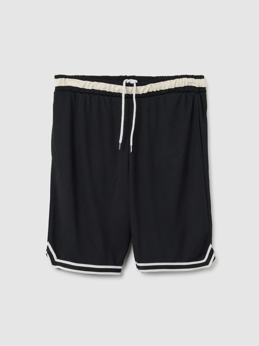 Men's Black Relaxed Fit Fabric Shorts_0