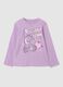 Regular fit pure cotton purple girl's top with print_0