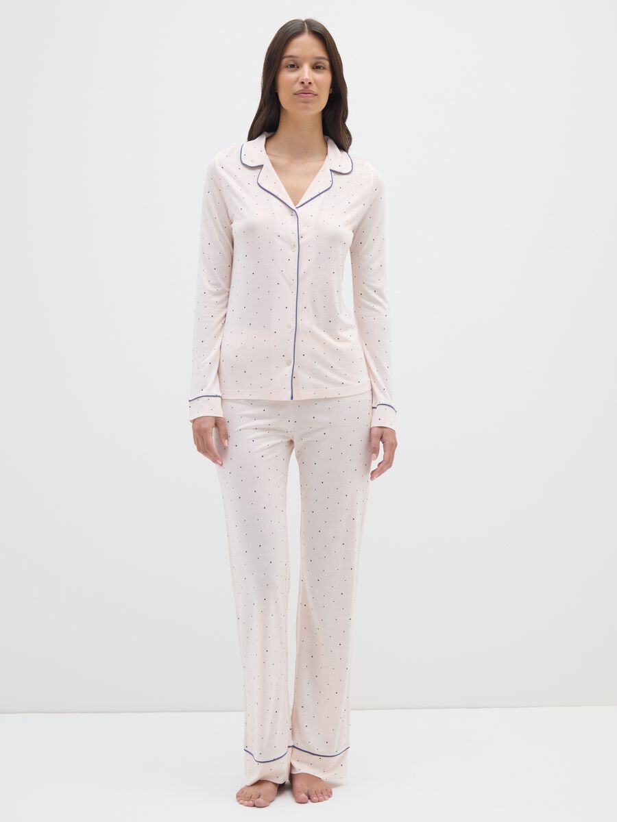 Multicolour Polka Dot Pyjamas with Button Closure_0