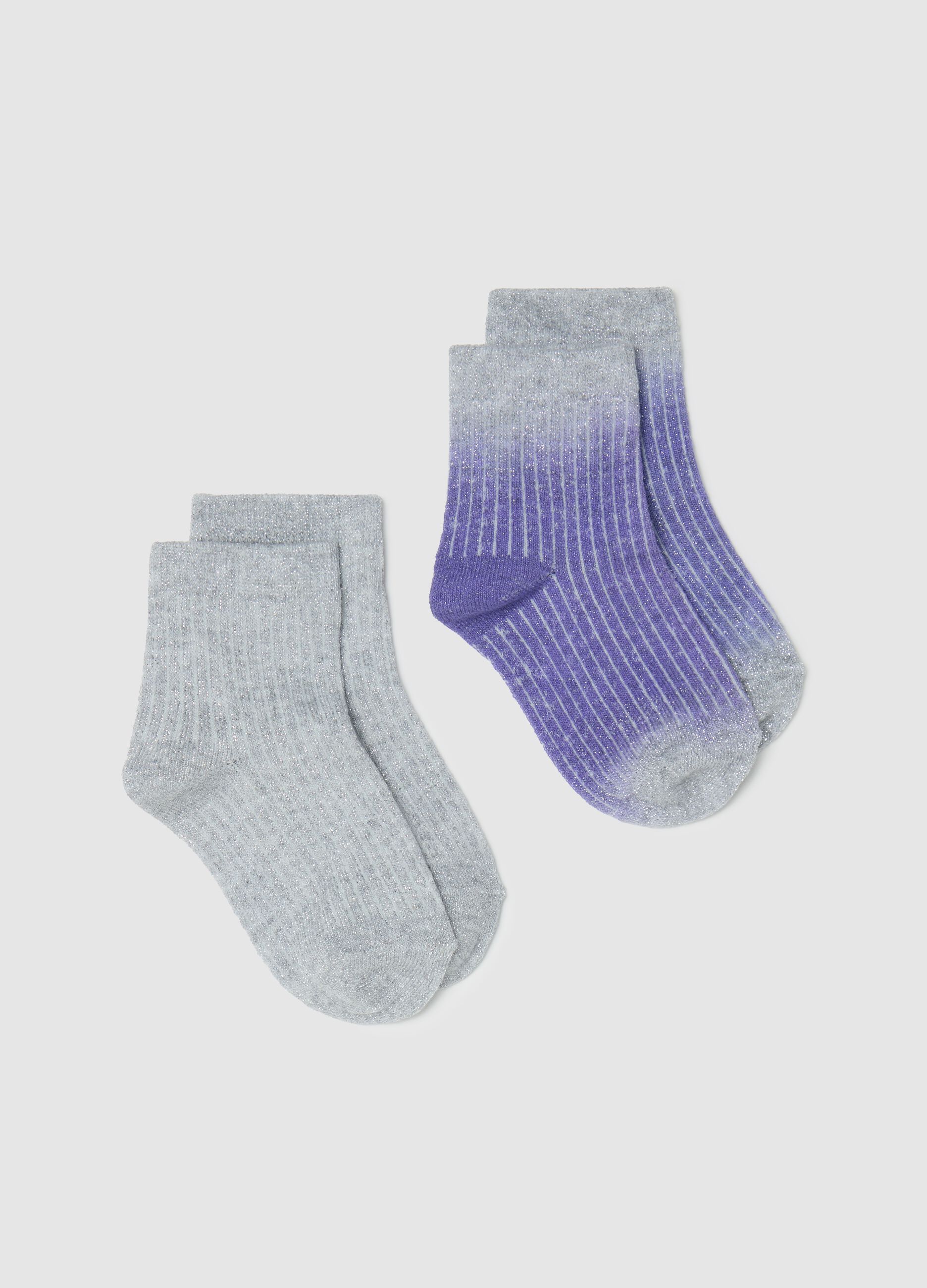 Bipack calze a costine con lurex
