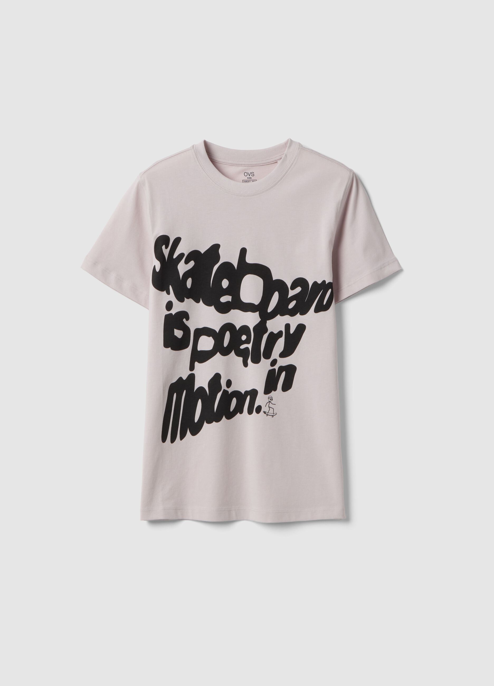 T-shirt in puro cotone beige da ragazzo regular fit con stampa