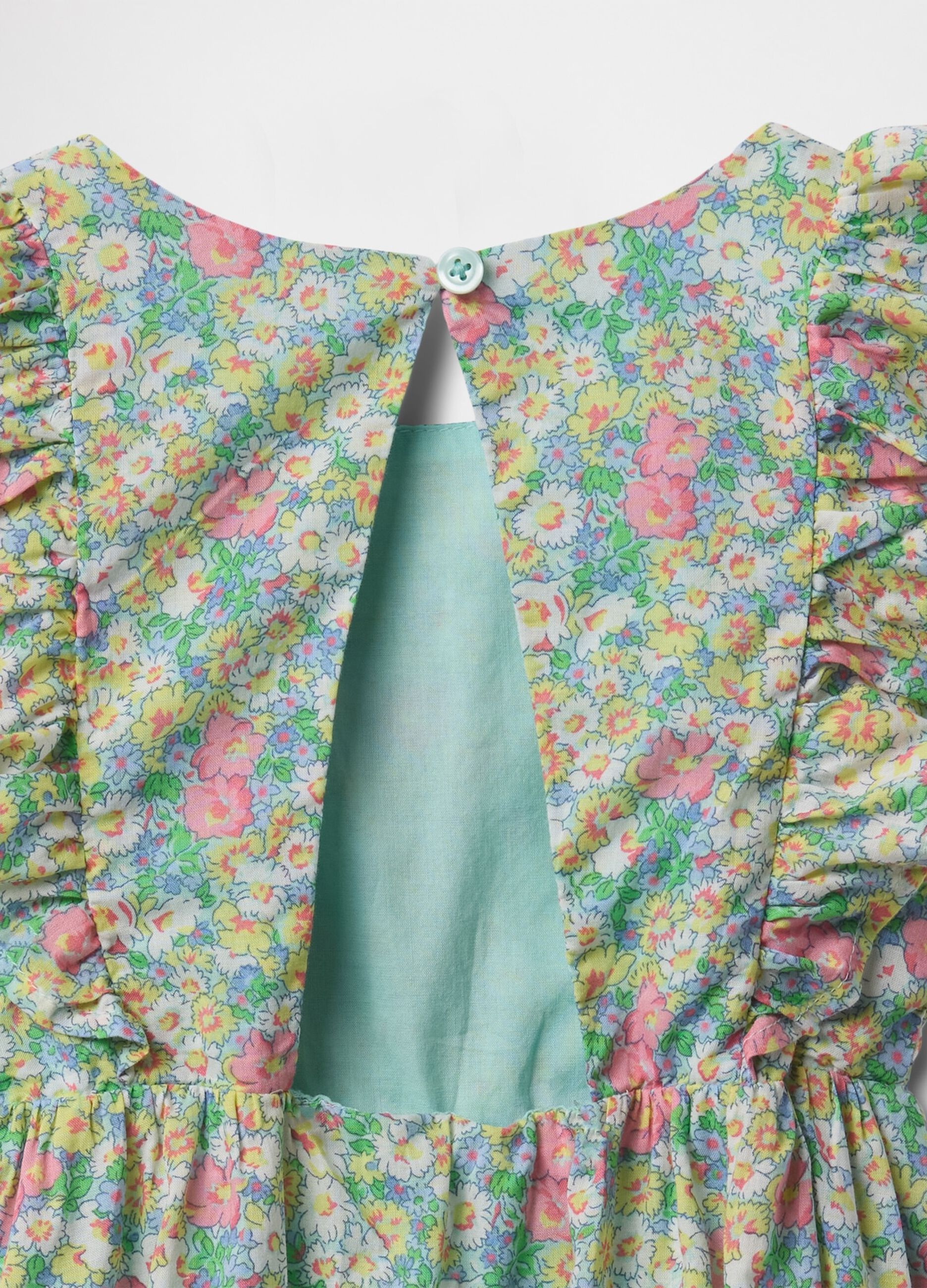 Girls' Cotton Dress with Floral Pattern