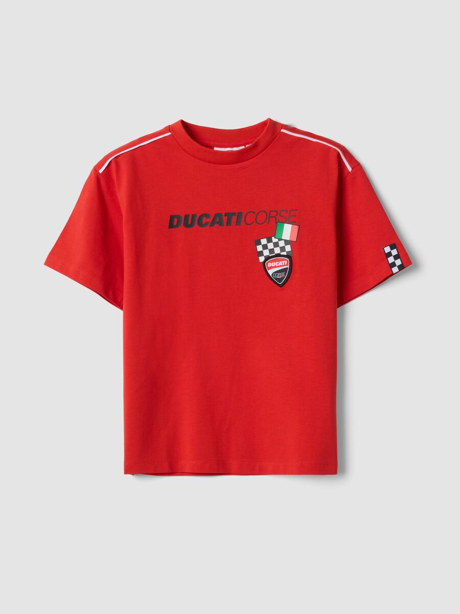 Red short-sleeve stretch cotton T-shirt for boys, regular fit_0