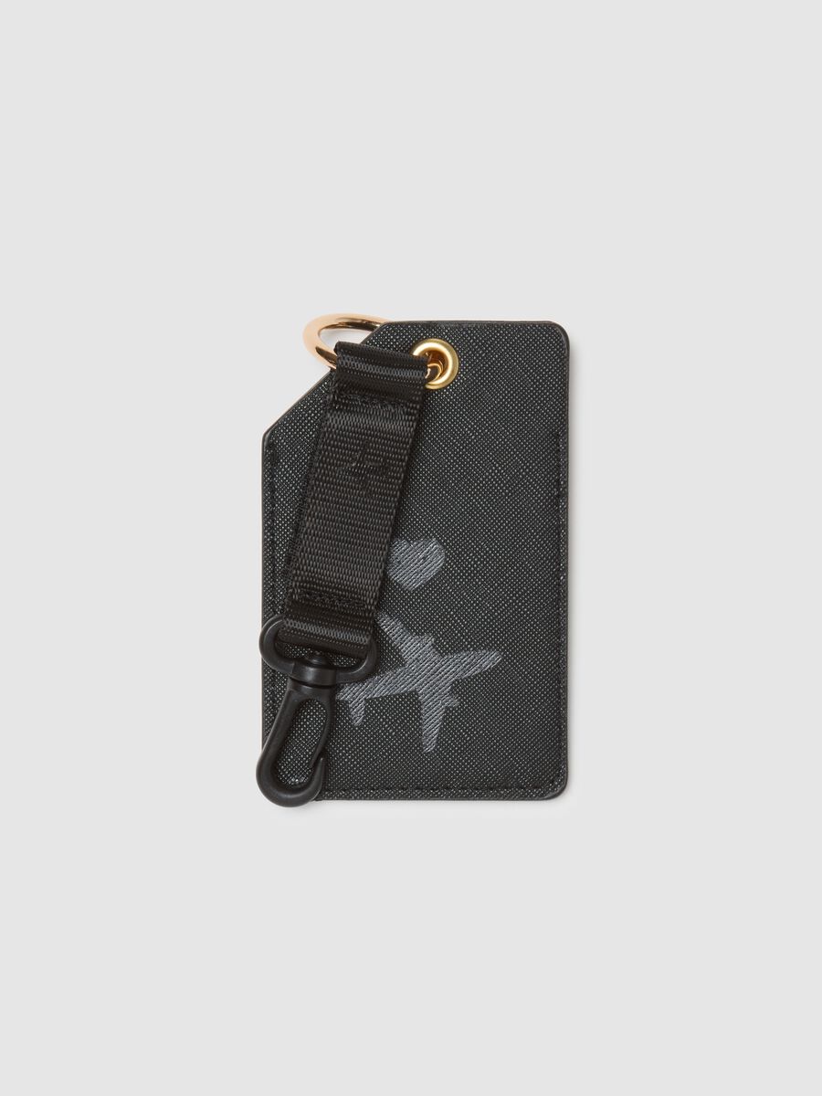 Black rubber luggage tag with details_0