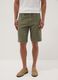 Green linen and cotton-blend five-pocket Bermuda shorts_2