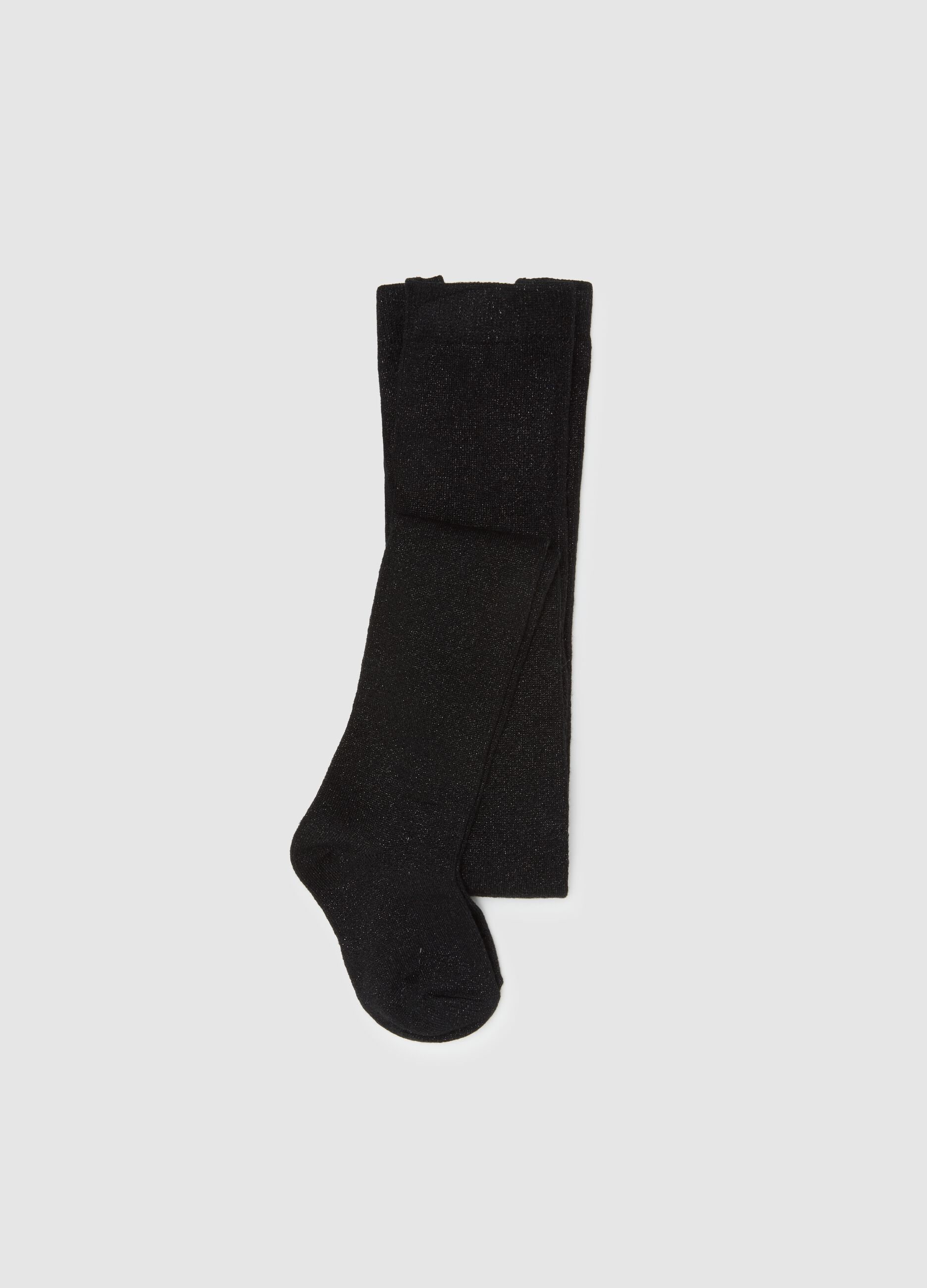 Black Tights with Metallic Fibres