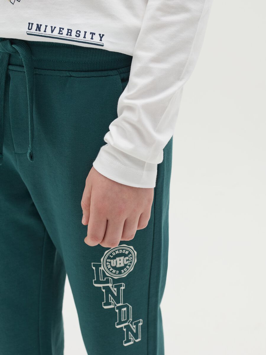 Fleece joggers with drawstring and print_3