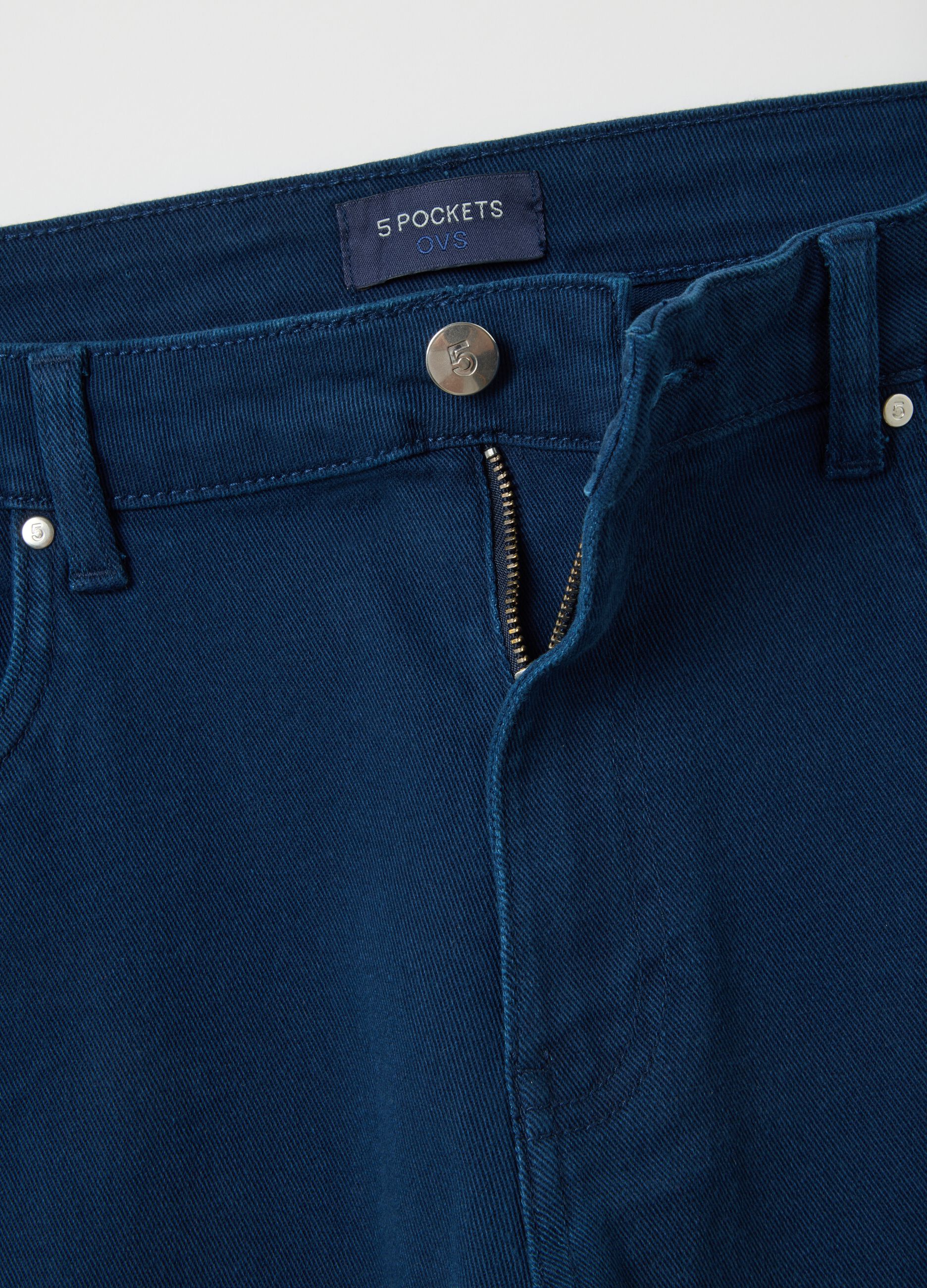 Pantaloni in cotone elasticizzato blu slim fit