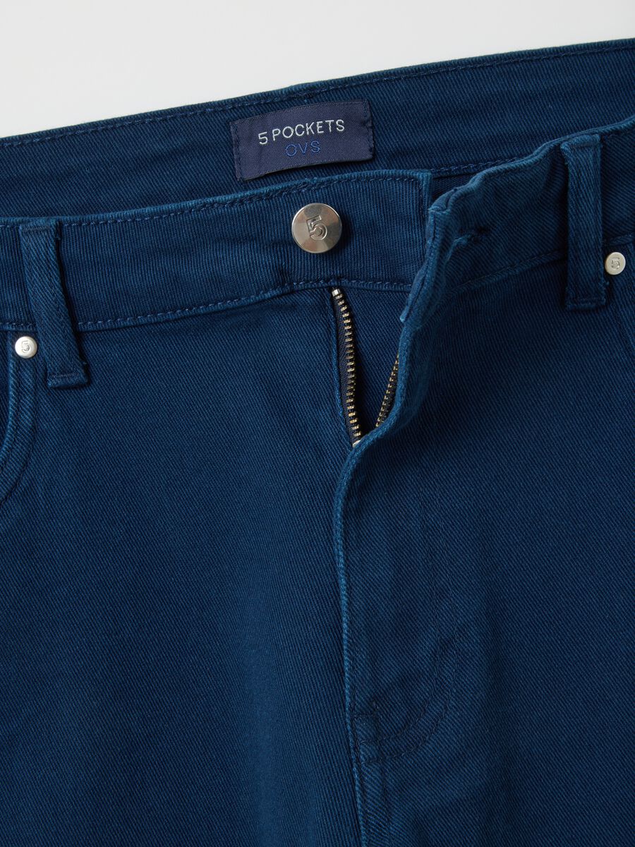 Pantaloni in cotone elasticizzato blu slim fit_1