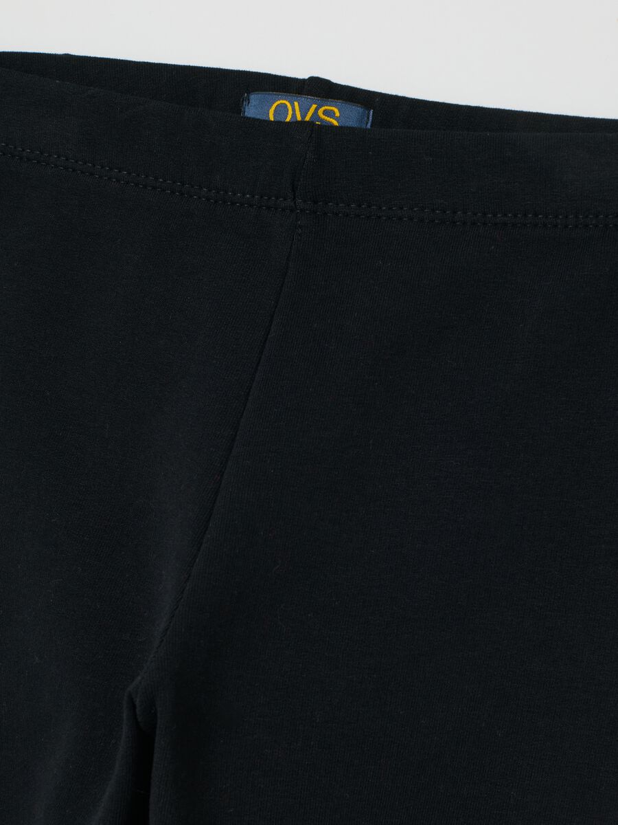 Girls' black stretch cotton skinny leggings_2