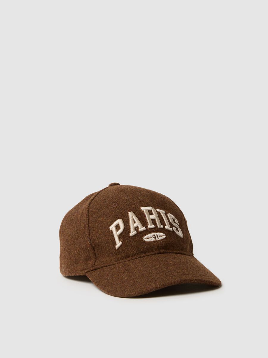 Cappello marrone in jersey knit e lettering_0