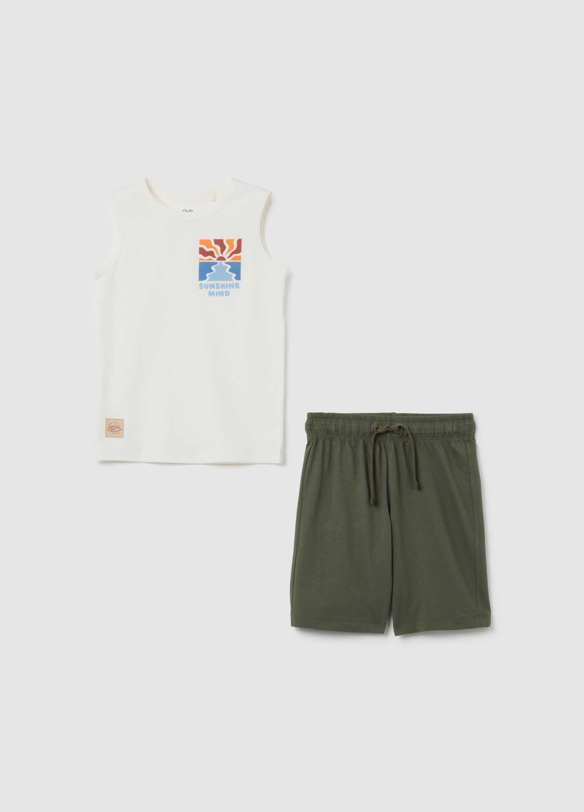 Children's summer set in pure white cotton, regular fit