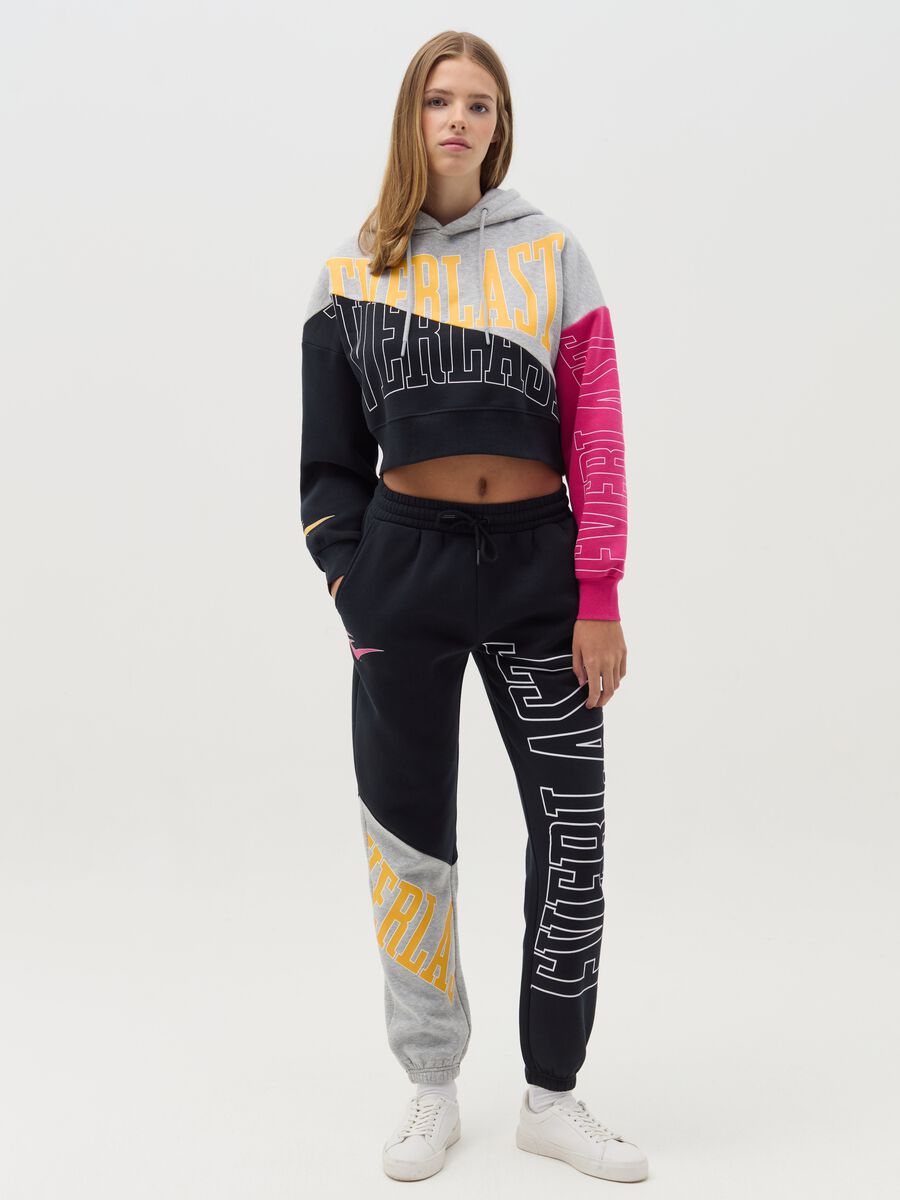 Crop colourblock sweatshirt with logo print_1